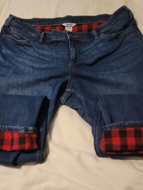 Duluth Trading Co Blue Denim Flannel Lined Jeans